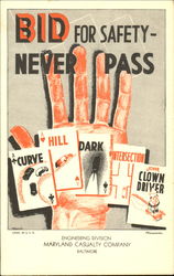 Bid For Safety Never Pass Postcard