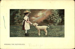 Feeding The Motherless Sheep Postcard Postcard