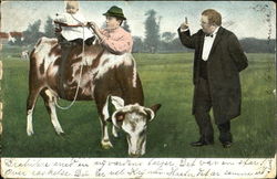 Baby on Cow Cows & Cattle Postcard Postcard