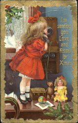 I'm Sending You Love And Kisses For Xmas Bears Postcard Postcard