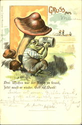 Gruss Aus - Frog Drinking Beer Postcard