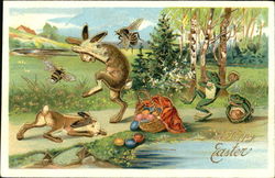 A Happy Easter Frogs Postcard Postcard