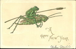 Frog Riding Grasshopper Postcard