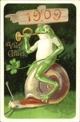 1909 Viel Gluck Frogs Postcard Postcard