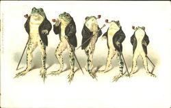 Toads Smoking Pipes Frogs Postcard Postcard