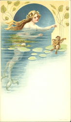 Mermaid and Frog Postcard