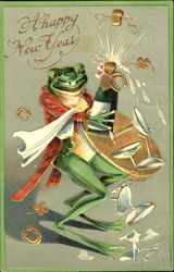 A Happy New Year Frogs Postcard Postcard