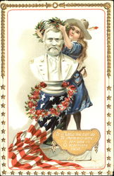 Young girl decorating bust Memorial Day Postcard Postcard