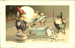 Joyeuses Paques With Chicks Postcard Postcard