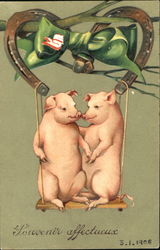 Solwenir Affectueux Pigs Postcard Postcard