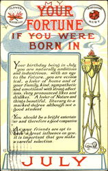 My Your Fortune If You Were Born In July Astrology & Zodiac Postcard Postcard