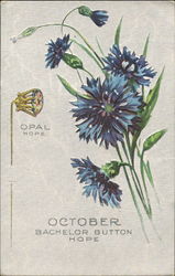 October Bachelor Button Hope Astrology & Zodiac Postcard Postcard