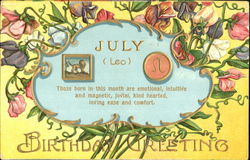 July Leo Birthday Greetings Astrology & Zodiac Postcard Postcard