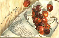 Cherries wrapped in newspaper Postcard