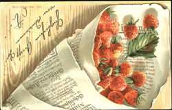 Bouquet of strawberries wrapped in newspaper Postcard