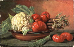 vegetables, tomatoes and cauliflower Fruit Postcard Postcard