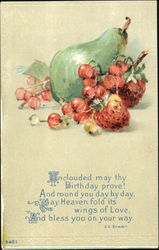 Pear and strawberries Postcard