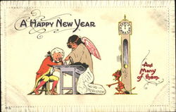 A Happy New Year And Many Of Them Devils Postcard Postcard