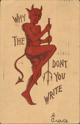 Why The Devil Don't You Write Devils Postcard Postcard