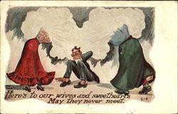 Here's To Our Wives And Sweethearts May They Never Meet Comic, Funny Postcard Postcard