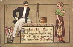 Mary had a little "Goat" Nursery Rhymes Postcard Postcard