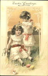 Two Girls Playing in a Field Postcard