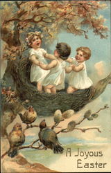 Easter Toddlers in Nest Postcard