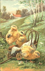 Chicks in a cart Postcard