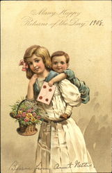 Girl with Baby on Back Postcard