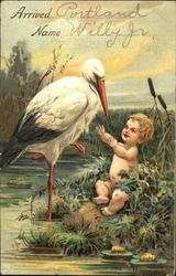 Baby with Stork Postcard