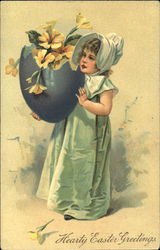 Girl holding Easter egg With Children Postcard Postcard