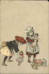 girls playing with dolls Postcard