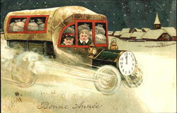 Children in Truck Full of Money New Year's Postcard Postcard