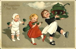 A Party of Three New Year's Postcard Postcard