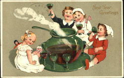 A Child's Wine Party New Year's Postcard Postcard