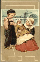 Dutch Children with Doll Postcard