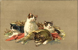 Mommy Kitty and her Baby Kitties Postcard