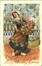 Girl with Flower Basket Postcard