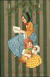 Sisters and Baby Doll Sing Christmas Hymns Postcard