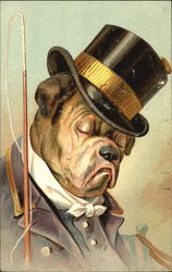 Top-hatted John Bull Dog in a Scowly Mood Dogs Postcard Postcard