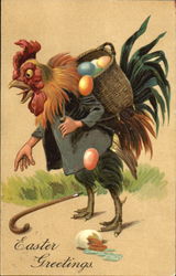 Rooster with Easter Eggs Postcard