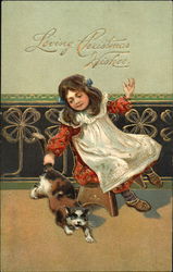 Little girl with kitty Postcard