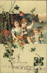 Children in Scenic View of Lake Postcard