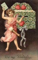 Cupid holding a card Postcard Postcard