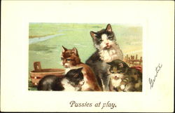 Pussies At Play Postcard