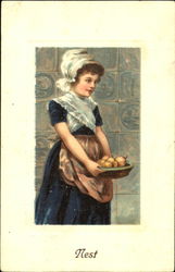 Maiden Serving Fruit Postcard