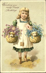 Puppies and Girl Children Postcard Postcard