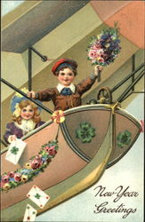 Two Children on Airship Postcard