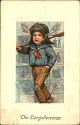 Boy smoking Pipe Postcard