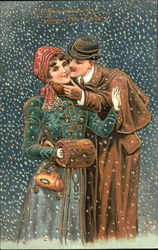 Couple Kissing in the Snow Postcard